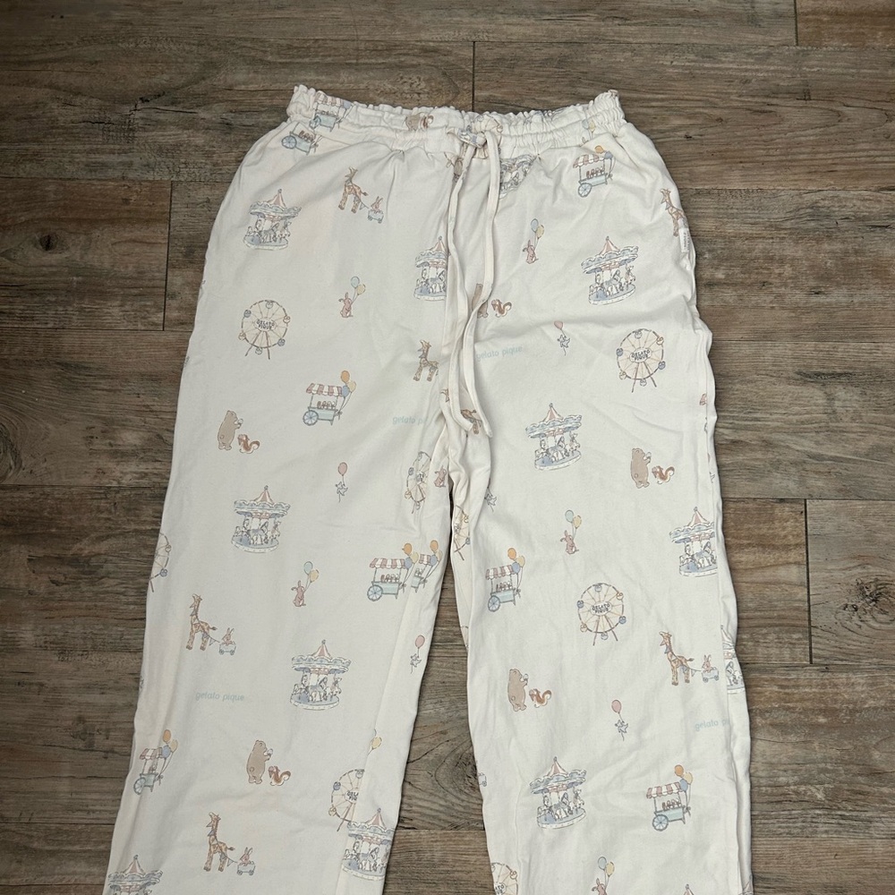 Gelato Pique Cream Animal Carousel Pajama Pants-Women’s One Size